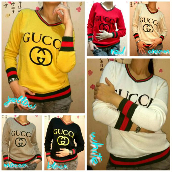 Baju Rajut Gucci / Atasan Wanita Hitam Fit Xl - Mocca