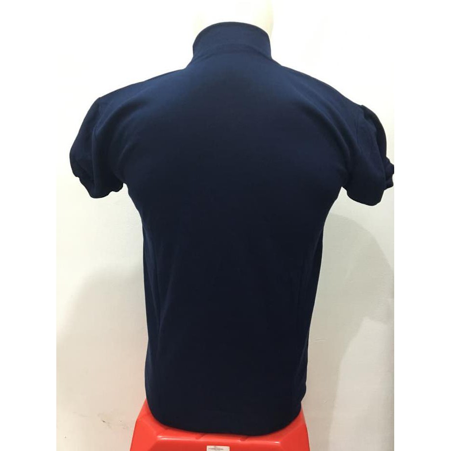 Kaos Kerah Tinggi Polos Biru Dongker - Kaos Lengan Pendek