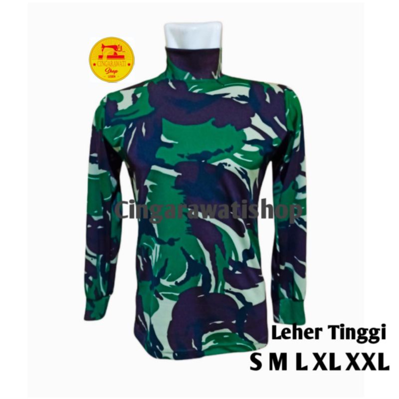 Kaos Loreng TNI Leher Tinggi Baju Kaos Loreng Tentara Kaos Loreng Malvinas Lengan Panjang Kerah Panj