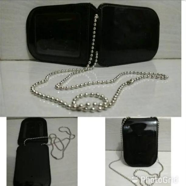 Dompet Kalung Dompet KTA Dompet Name Tag Id Card Kartu polos hitam Glossy kulit 9Y0