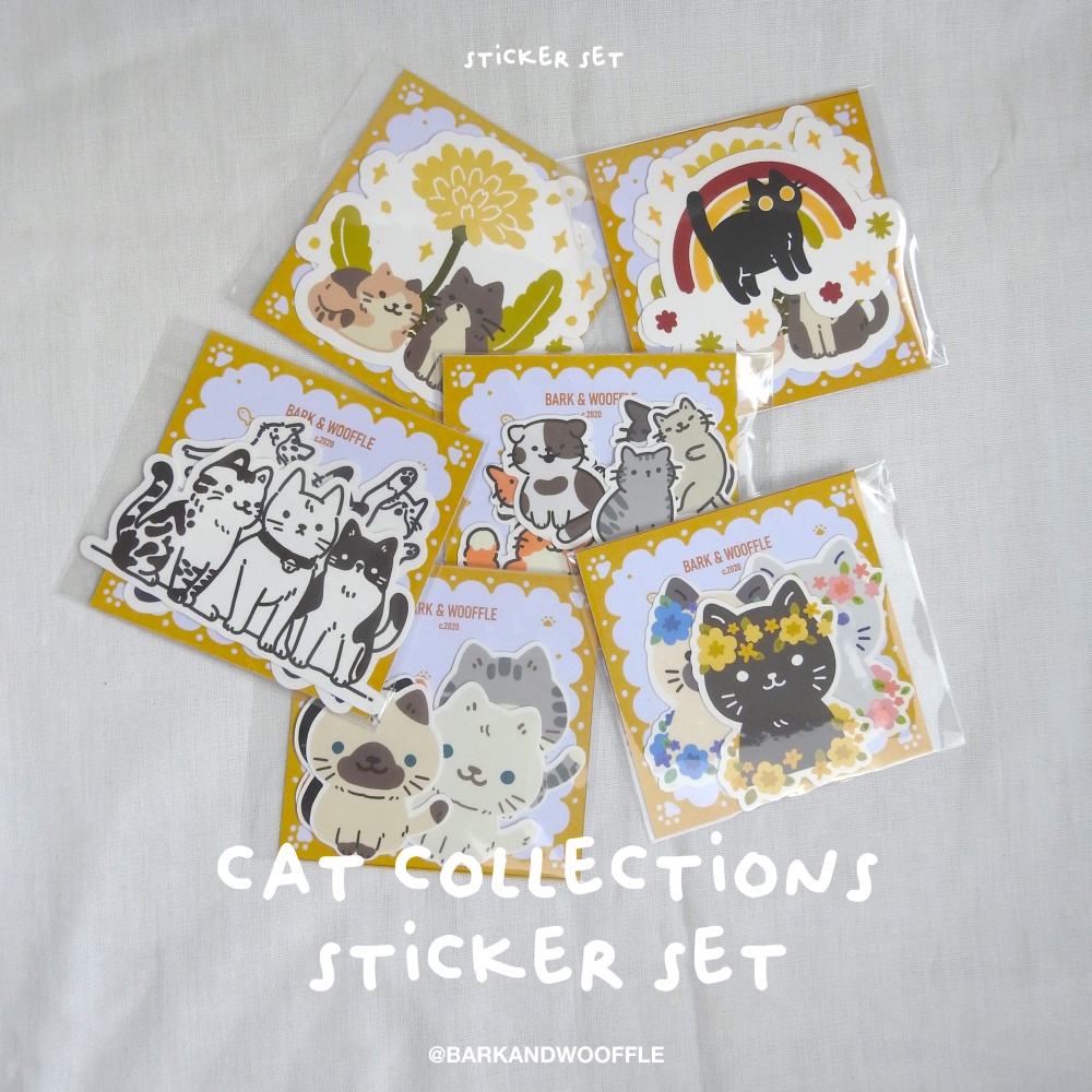 

BARK AND WOOFFLE Cat Sticker Pack / Stiker Die Cut Ilustrasi