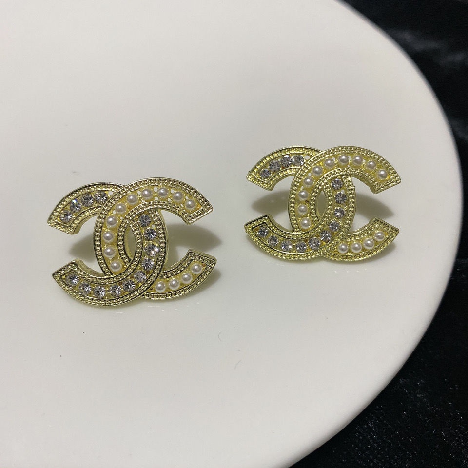 Anting Bentuk C Ganda Aksen Mutiara Gaya Klasik