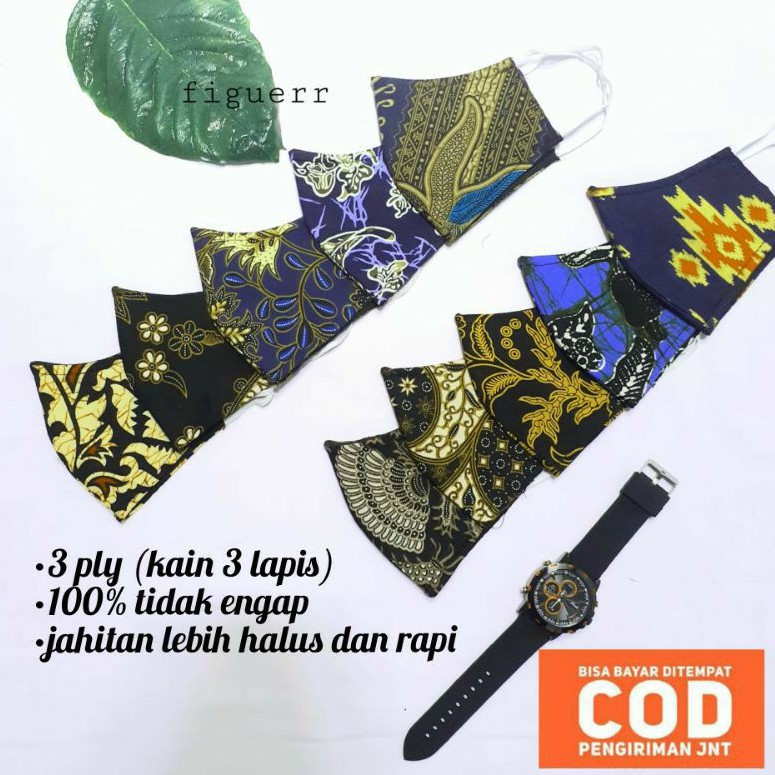 MASKER BATIK KUALITAS PREMIUM 3 PLY HEADLOOP/HIJAB DAN EARLOOP