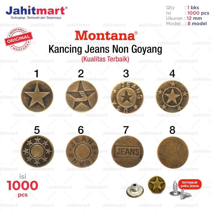 

Silahkan Order] Kancing Jeans "Montana" Non Goyang (1 Bks = 1000 Pcs) - Antik 01