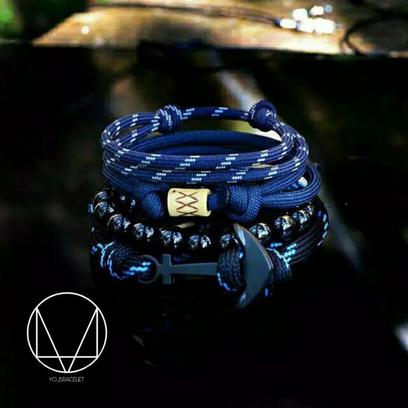 Gelang Tangan Pria Wanita Keren Tali Prusik Paracord/Gelang Tali