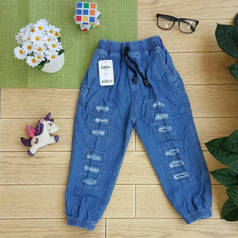 Jogger Jeans Ripped Anak warna DARKBLUE SIZE 8 10 12