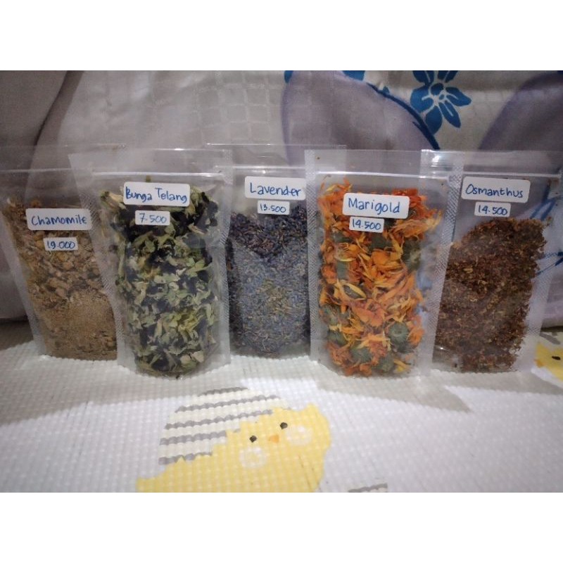 

TEH BUNGA CHAMOMILE 10GR | MARIGOLD | LAVENDER | OSMANTHUS