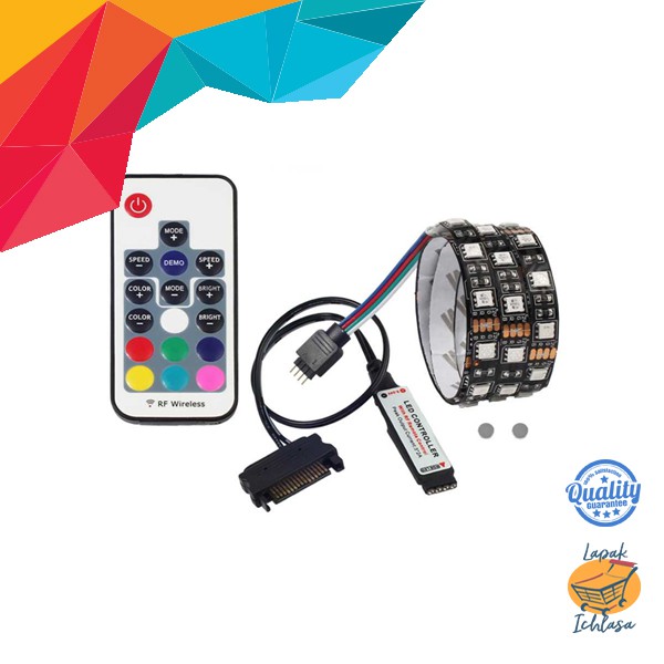 Lampu LED Strip RGB SATA untuk CPU Komputer + Remote Control