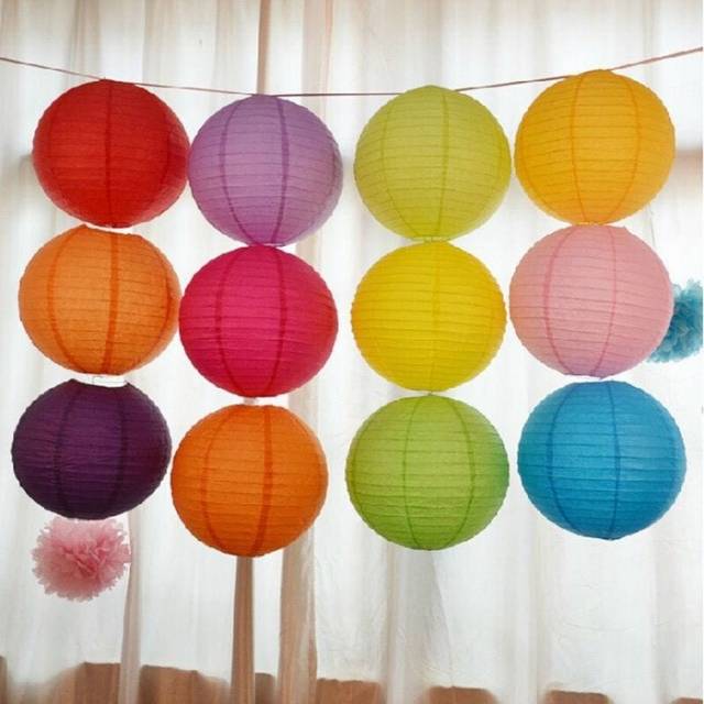 GROSIR LAMPION KERTAS WARNA WARNI DEKOR RUMAH CAFE MURAH HIASAN IMLEK DEKOR PESTA 20 25 30 35 40 45 CM