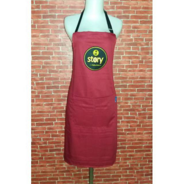 Celemek apron Best quality merah maroon lis hitam celemek masak celemek dapur celemek pria wanita