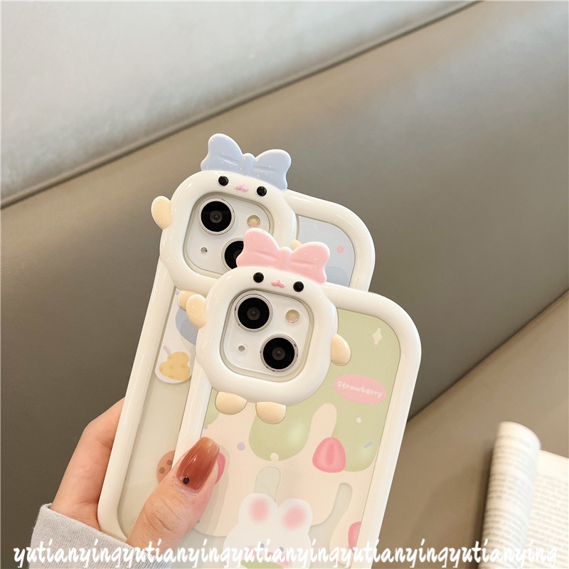 Casing Couple Ice Cream Bunny Bear Oppo A17 A15 A76 A96 A54 A16 A31 A3s A7 A5s A12 A17K A53 A74 A95 A16K A52 A5 A9 A57 2022 A5 A16s A11 A15S Reno 4F 5F 5 7 Lensa Little Monster Sarung Cover Sarung