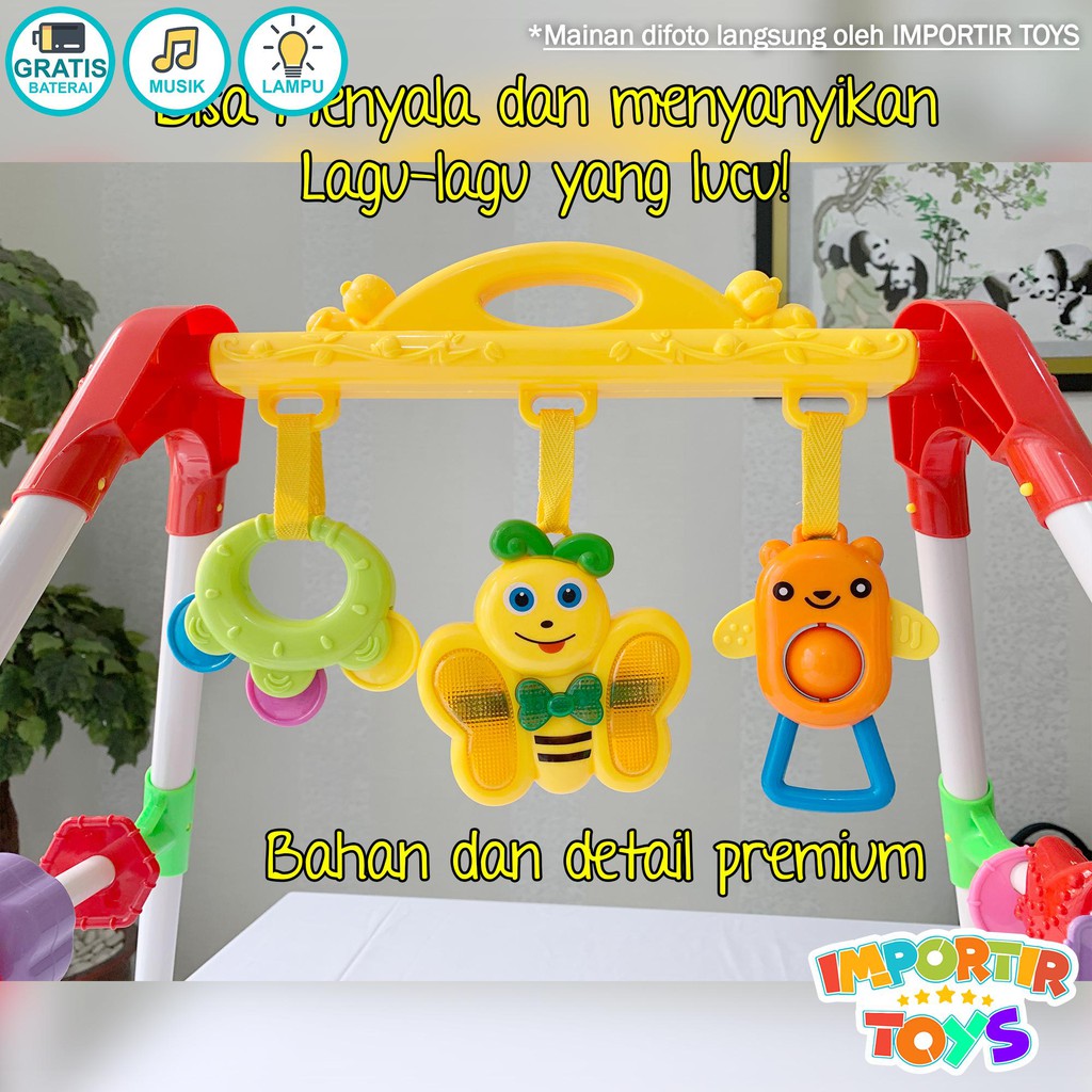 Baby Play Gym IMPORT QUALITY / Baby Gym FULL GIFT SET dengan Suara dan Lampu