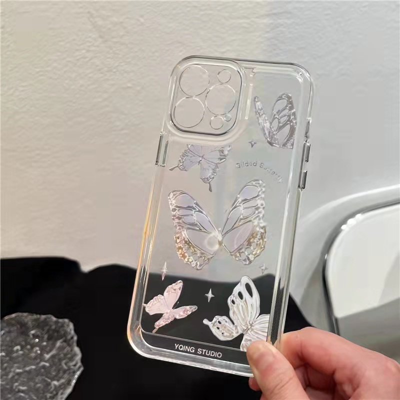 Case Pelindung Bahan Akrilik Transparan Motif Butterfly Untuk iPhone 13 Pro 13prm 11 7Plus 8Plus Xr XS 13 12 Pro Max