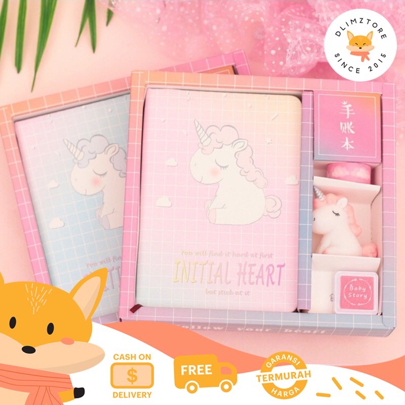 

[DZ] ST096 - Set Note Book Unicorn Line Brown Cony / Buku Diary