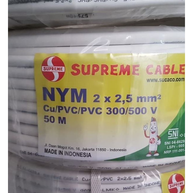 Kabel Supreme NYM 2 x 2,5 mm METERAN kabel listrik instalasi