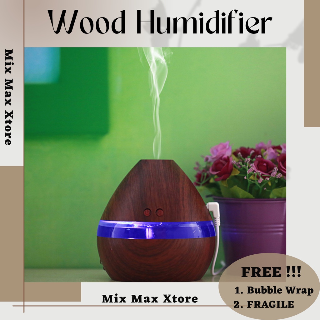 Taffware Humidifier Diffuser Aromaterapi 300ml Wood (Humi H218) - Wooden &amp; Dark Brown