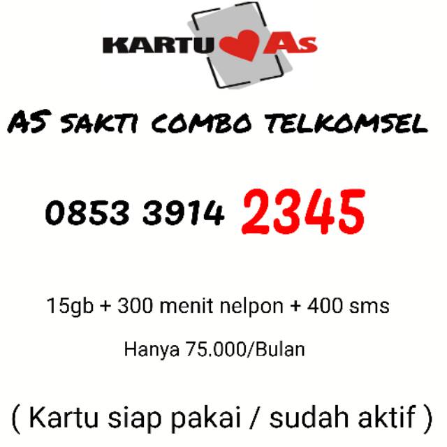 NOMOR CANTIK KARTU AS SAKTI COMBO