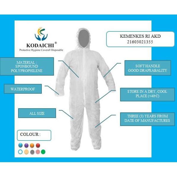 Hazmat Coverall APD Medis Polyprophilene Kodaichi 45 - 75 gsm