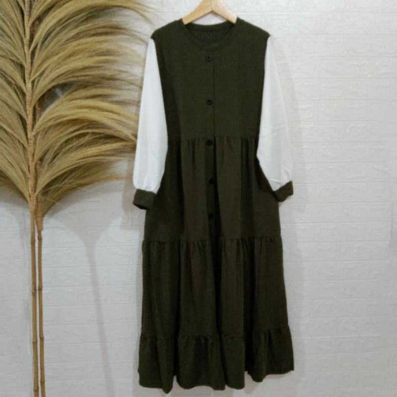 LONG DRESS / GAMIS KNIT WARNA ARMY TUA (FB-18)