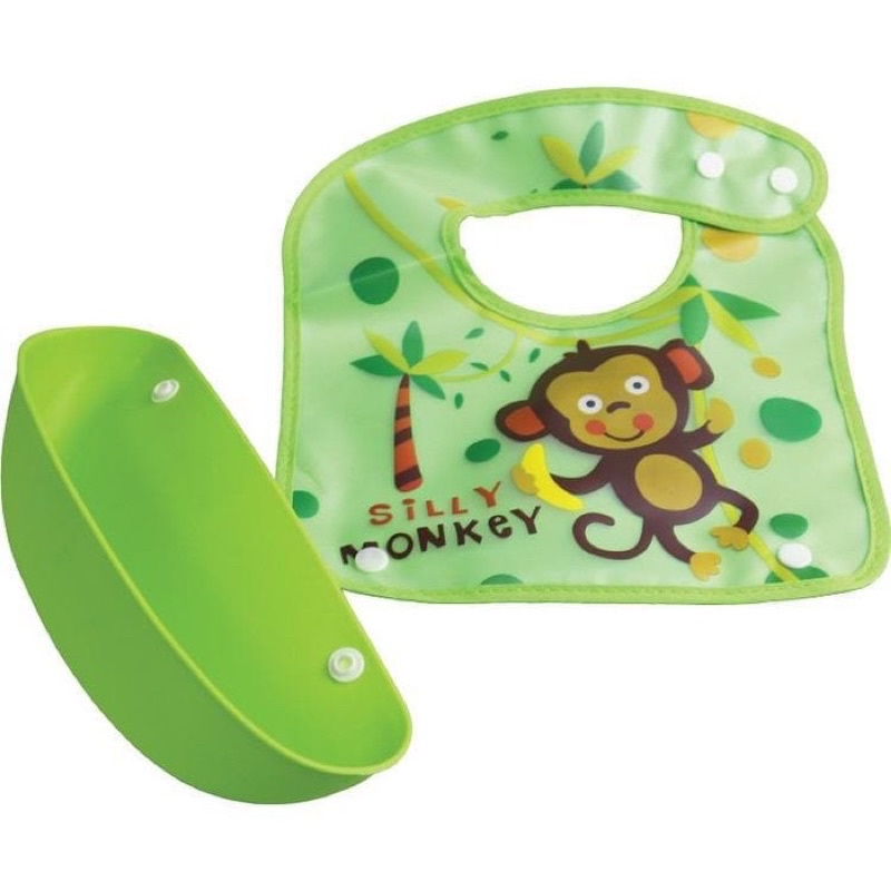 Baby Safe Foldable Bib with Crumb Catcher Babysafe Celemek Makan Bib Bayi Waterproof mudah dibersihkan BIB02