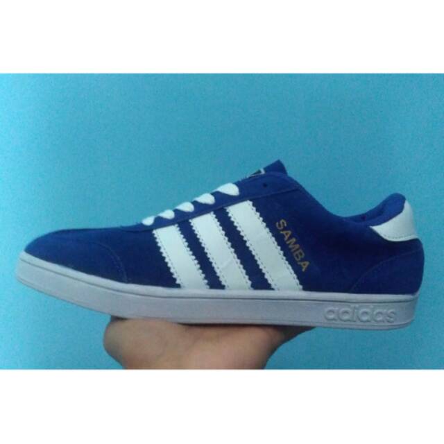 SEPATU  ADIDAS  SAMBA  BIRU LIST PUTIH  ADIDAS  CAMPUS 