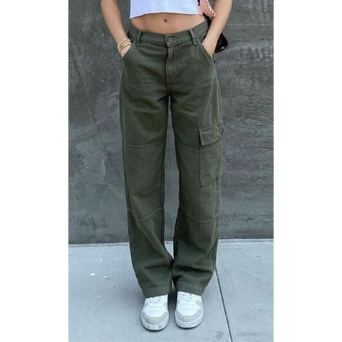 HIGWAIST CARGO ARMY JEANS IMPORT PREMIUM Y2K STYLE