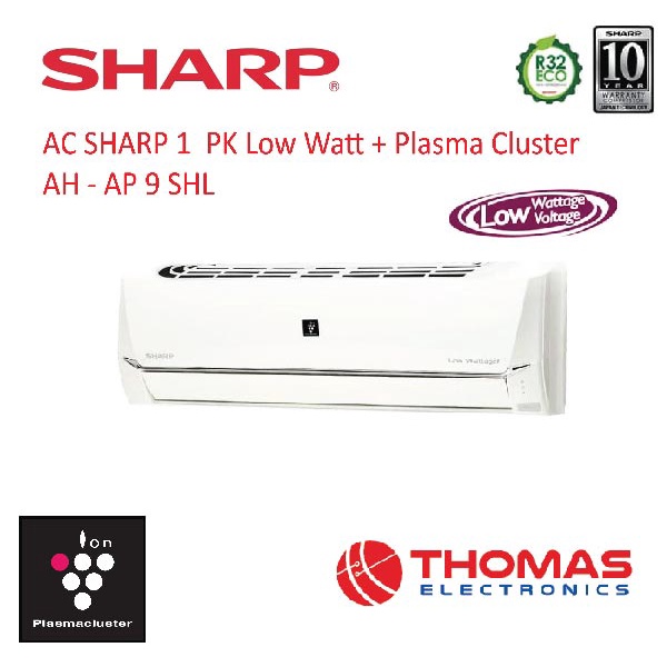 AC SHARP 0.5 PK Low Watt + Plasma Cluster AH - AP 9 SHL