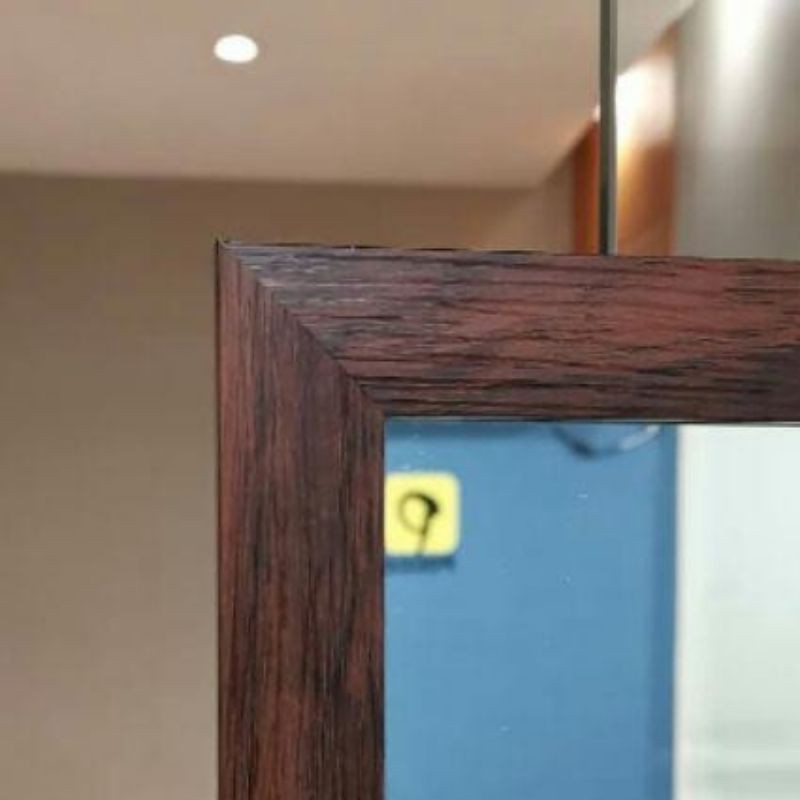 STANDING MIRROR CERMIN STANDING UK 127 X 35.5 CM CERMIN BERDIRI FULL BODY KACA STANDING BS DIGANTUNG-Corak kayu