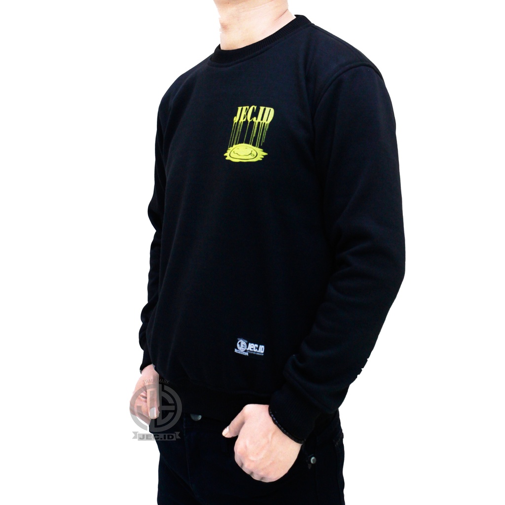 Sweater Crewneck Hitam Smell Like Distro JEC ID Pria Dan Wanita