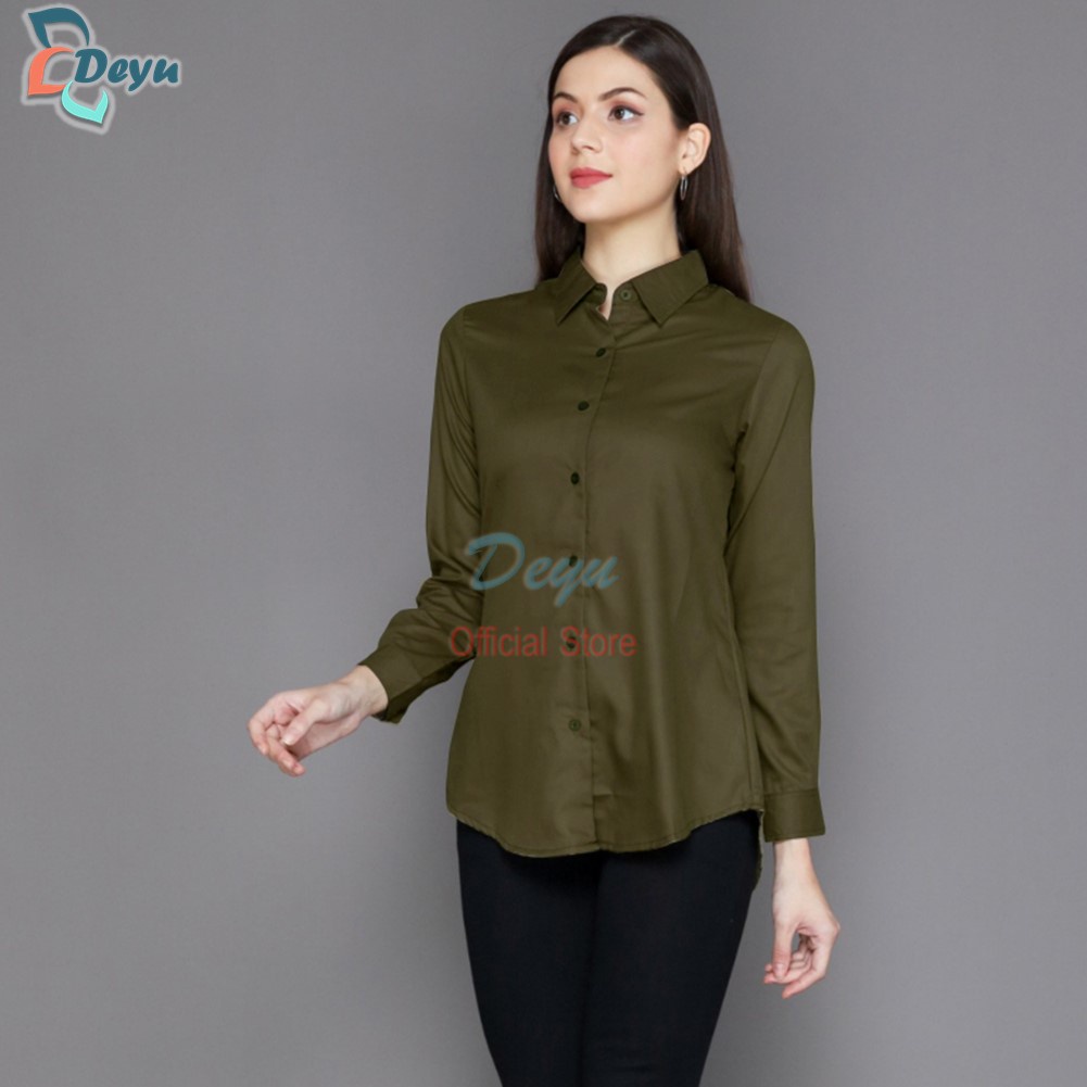 Kemeja Wanita Polos Pretty Woman Basic Streach Original Madame Sexy-ARMY