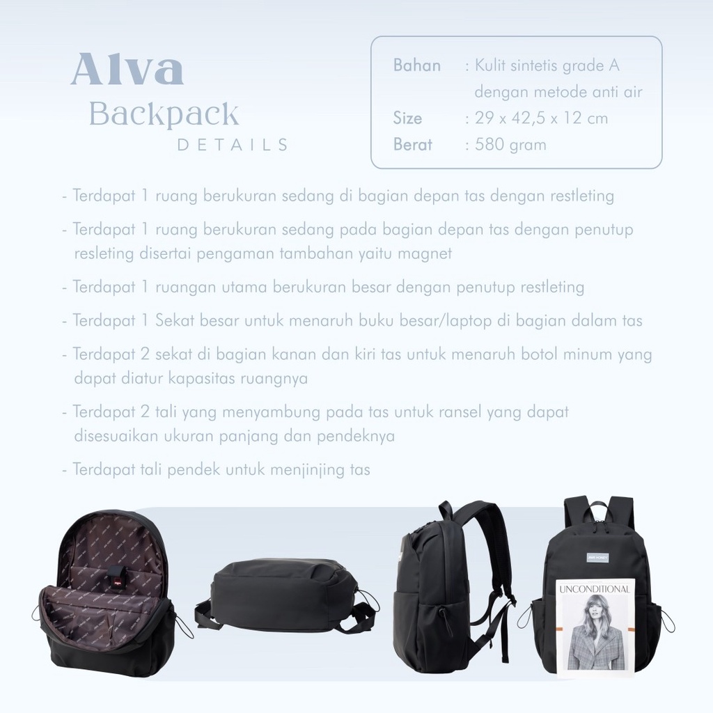 Jims Honey Alva Backpack - Tas Ransel Pria dan Wanita-1