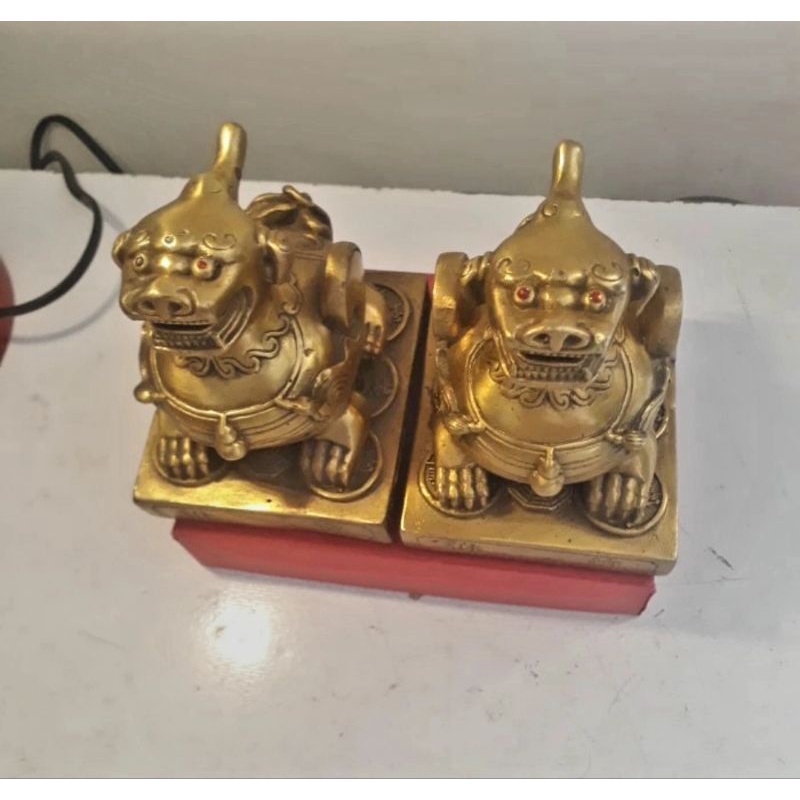 Figurine Feng Shui PiXiu / Miniatur Tembaga PiXiu / Dekorasi Pajangan Mytical Feng Shui