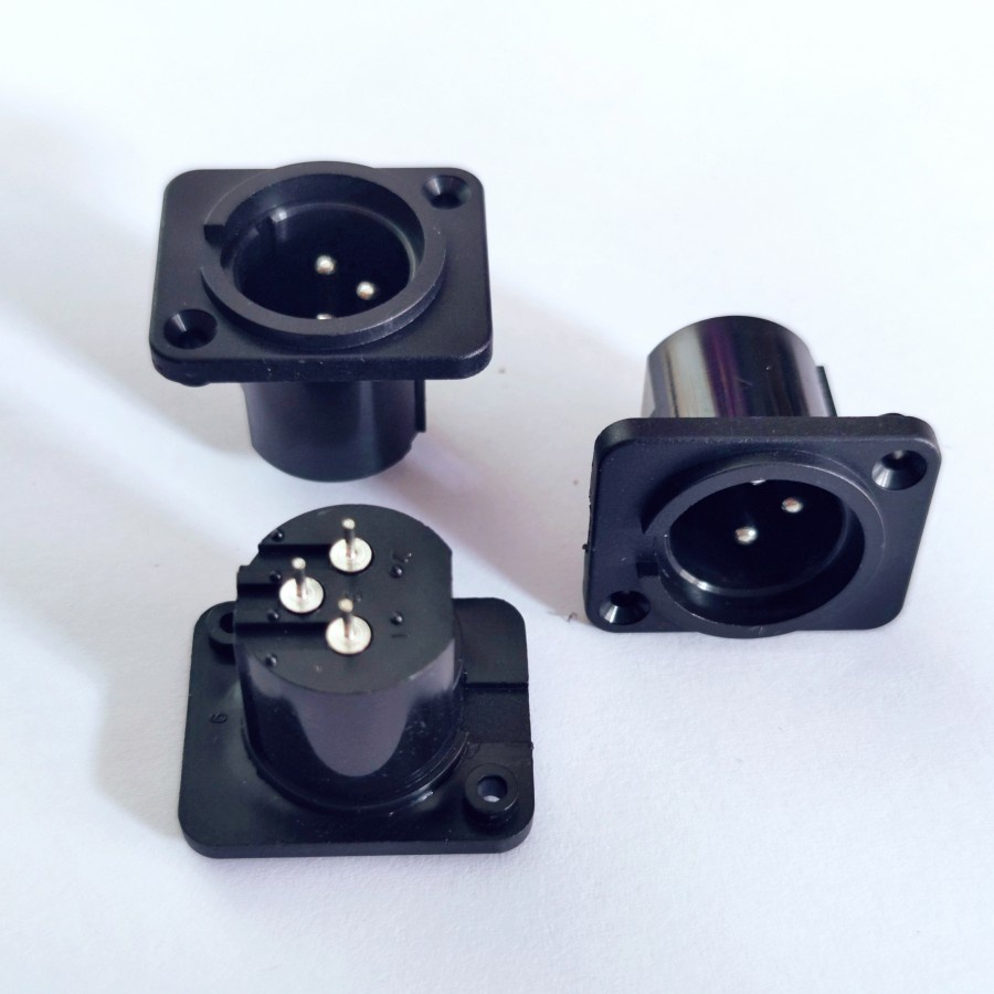 soket canon xlr male kaki lurus / soket canon body male pvc kaki lurus