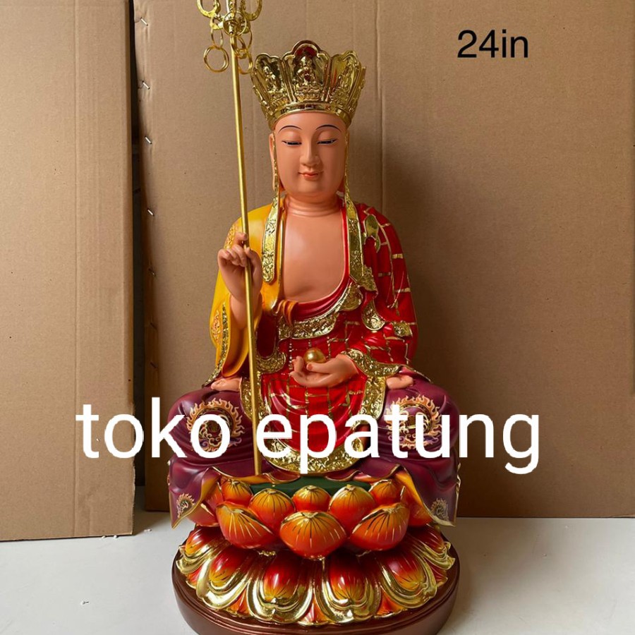 patung dewa ti cang wang fo sat / ksitigarbha bodhisatva fiber 24 inc
