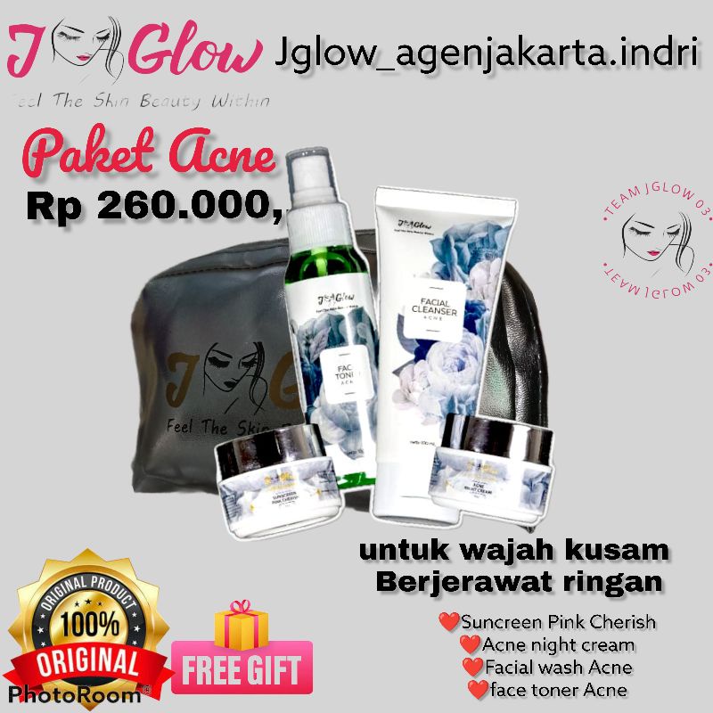 JGLOW PAKET ACNE/JGLOW SKINCARE AMAN/JGLOW BPOM/JGLOW BERUNTUSAN/JGLOW WAJAH KUSAM