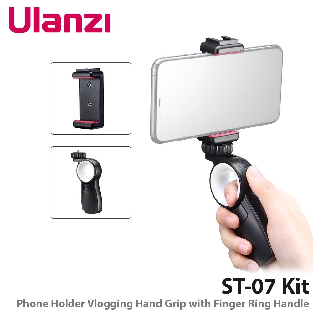 ULANZI ST-07 Kit Smartphone Holder Vlogging Hand Grip with Finger Ring Handle