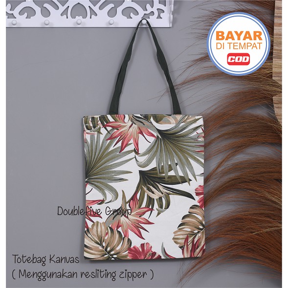 TOTE BAG WANITA TOTE BAG PRIA CANVAS MOTIF GOOD QUALITY WITH RESLETING KODE - 011