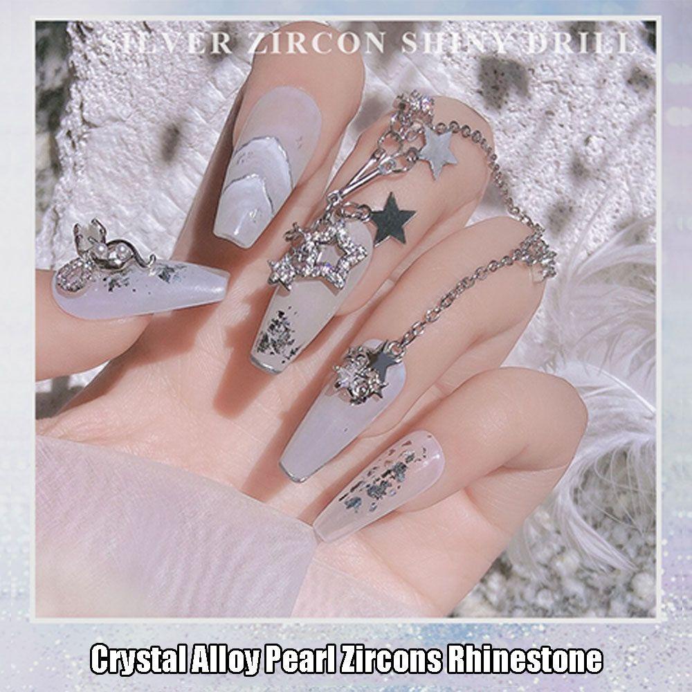 TOP Nail Art Rhinestones Perak Kupu-Kupu Paduan Kristal Manikur Perhiasan