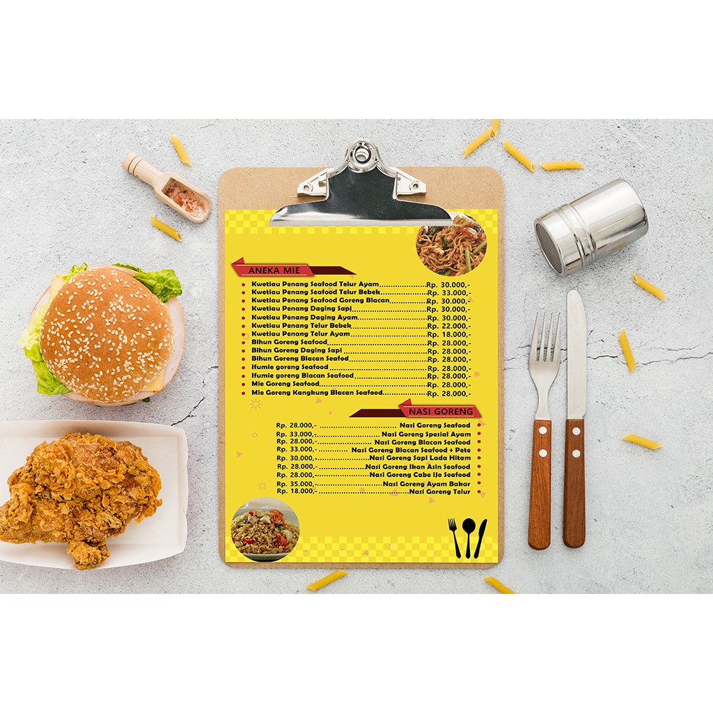 CETAK DAFTAR MENU Uk. A4 - BAHAN ART CARTON | FREE DESAIN | Shopee