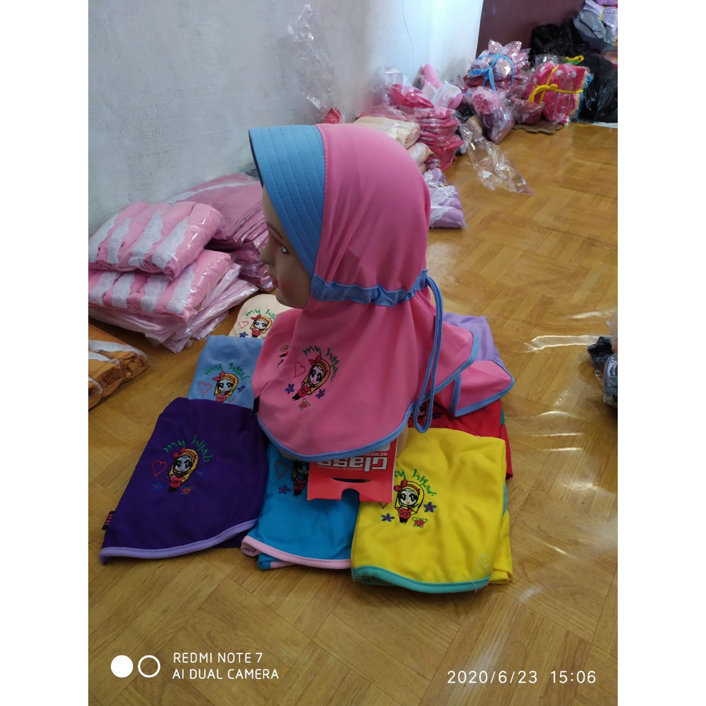 jilbab / anak / bayi / hijab /allsize 0-2 tahun/ KAOS BORDIL SBK / STOK