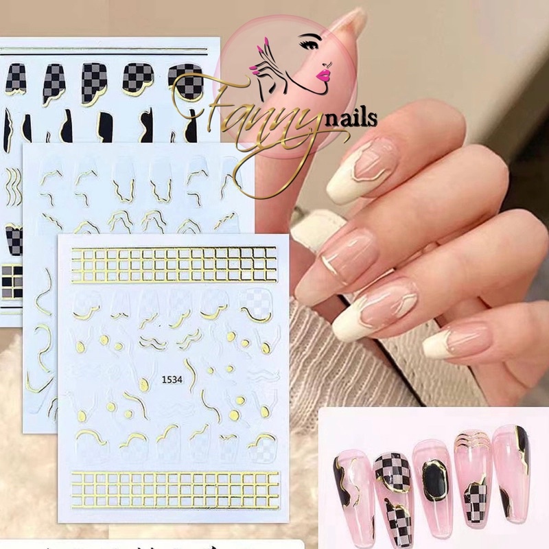 NAIL STICKER METAL GOLD PAINTING PATTERN WAVE STIKER KUKU BEST SELLER FRENCH MANICURE STIKER KUKU NAIL ART METAL GOLD