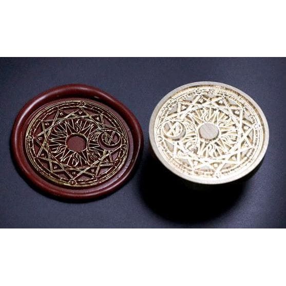 Sealing Wax Stamp with Wood Handle - Sun and Moon Magic Pattern