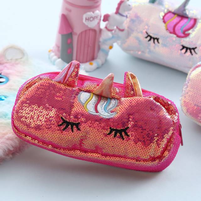 TEMPAT PENSIL SEQUIN POUCH UNICORN TWINKLE IMPORT LUCU IMPORT