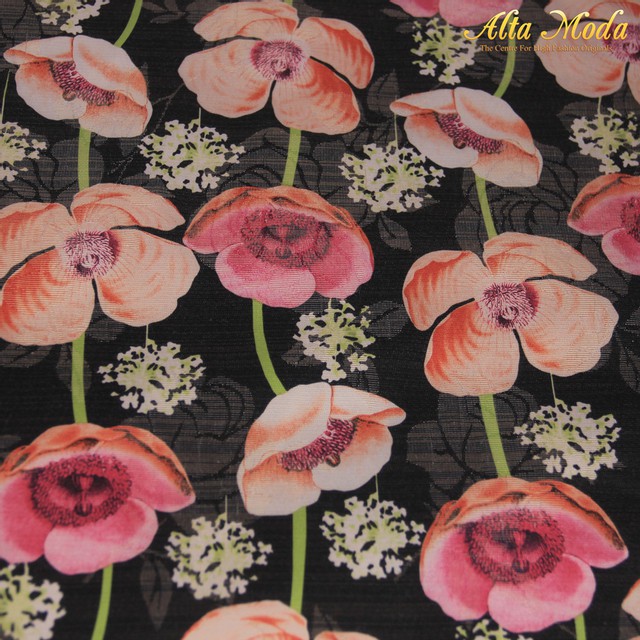 

Alta Moda Jacquard Lurex Hitam Motif Bunga Susun Pink (1M)