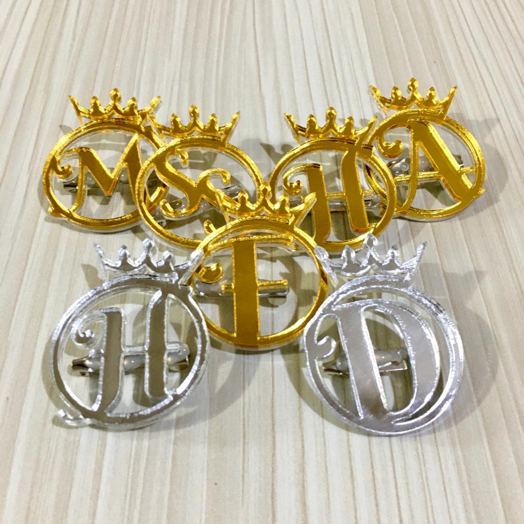 Bros Nama Sendiri/Bros Hijab/Bros Akrilik Mirror Gold Pin Bross Akrilik Gold Silver dan Rose Gold Bros nama bros nama custom bros akrilik bros huruf bros huruf inisial bros jilbab huruf bros hijab huruf nama tag nama pin