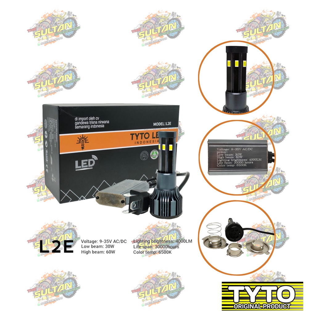 BOHLAM LAMPU DEPAN LED 6 MATA L2E KIPAS AC DC UNIVERSAL TYTO