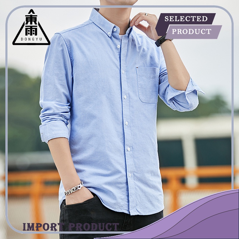 Kemeja Pria Dongyu  Semi   Menswear Oxford Berputar Coat Manusia Panjang  Kapas Shirt Import