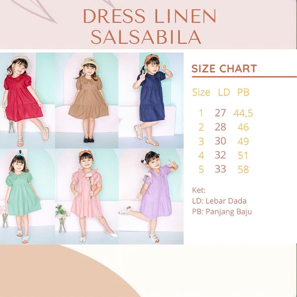 Dress Anak SMILEE Linen Salsabila Size 1-5Thn / Dress anak perempuan Lucu CBKS S23