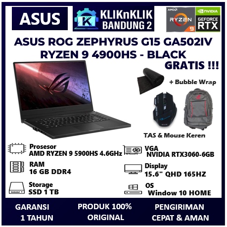 LAPTOP GAMING ASUS ROG ZEPHYRUS G15 GA503QM 16GB SSD 1 TB RTX3060-6GB