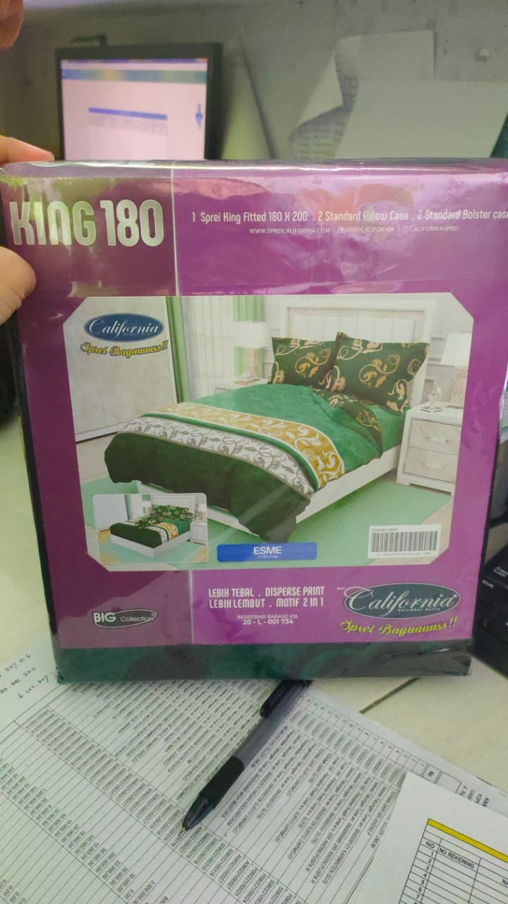 Sprei California 180x200 / 160x200 Motif Esme - King Size 180 Queen 160 - Hijau Sp Cal